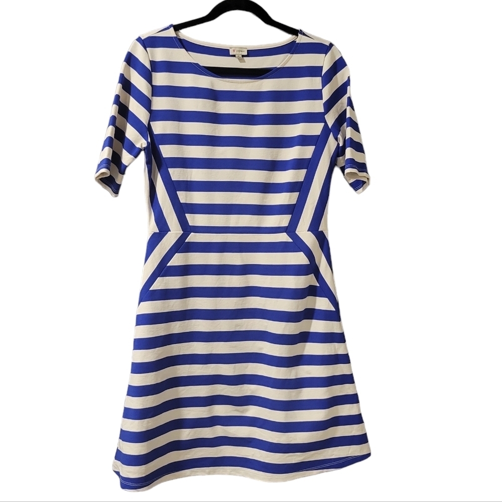 Daniel Cremieux Nautical Striped Shirt Sleeve Mini Dress Size Medium